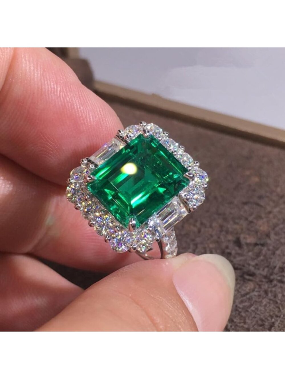Emerald Square Ring Set - 5ct Green CZ Cocktail & Promise Rings, Size 6-10